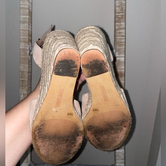 Vince Camuto Espadrilles Wedge Leather Taupe Ankle Strap Sandals - Picture 6 of 6